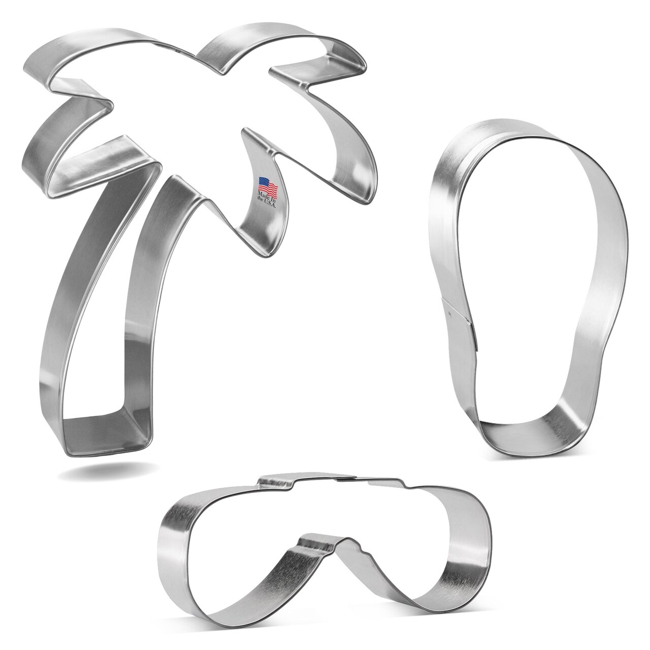 CookieCutter.com Summer Beach Cookie Cutter Set 3 Pc - Foose Cookie Cutters - USA Tin Plated Steel